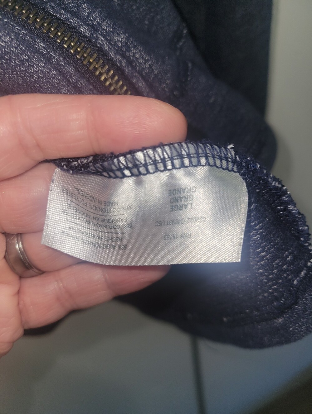 Hanes Navy Full-Zip Hooded Sweatshirt - Picture 3 of 8